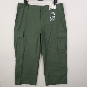 Uniqlo Wide Straight Cargo Pants Women XXL Green Utility Gorpcore